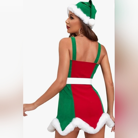Vohawsa Women Christmas Costume Dress Sexy Santa Sleeveless Flurry Dress NWOT - Picture 2 of 4